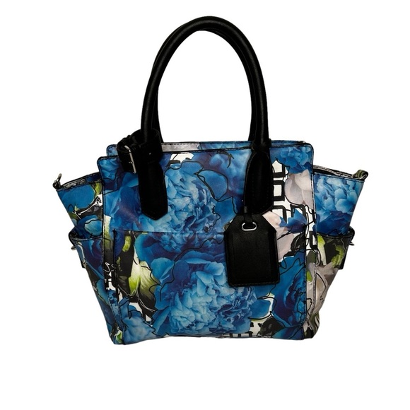 Reed Blue Floral 2-Handle Hamptons Satchel Bag Spring/Summer w/zipper pouch OS - Picture 2 of 16